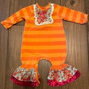 Peaches N Cream Ruffle long sleeve onesie 3-6